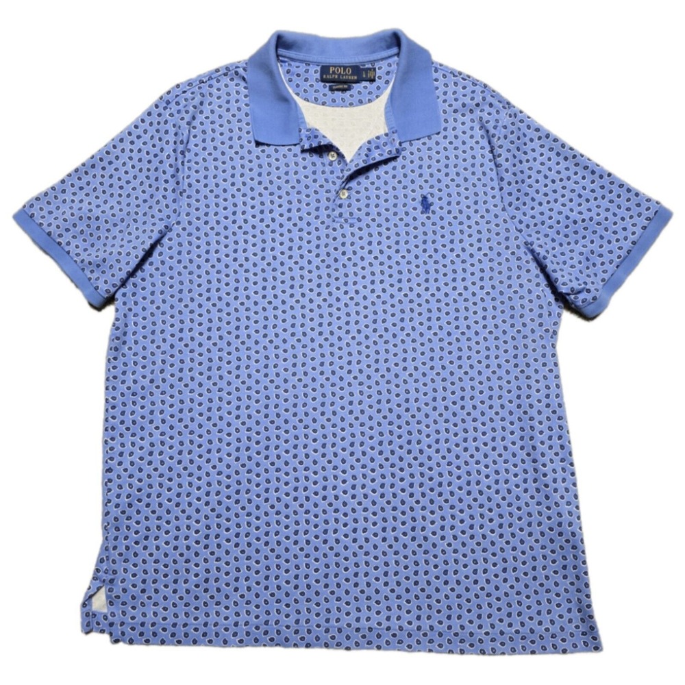 Rare Polo Ralph Lauren Mens L Classic Fit Golf Polo Blue Pony‎ Shirt AOP Floral